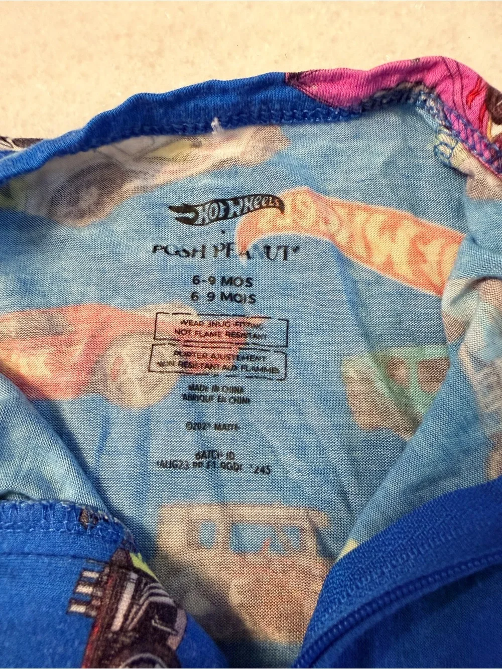 Posh Peanut Royal Blue Kids Footed Pajamas with Hot Wheels
